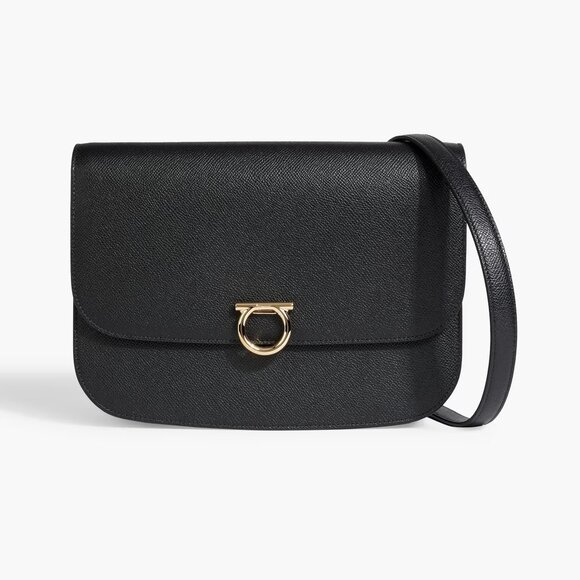 FERRAGAMO Gemini Pebbled-Leather Shoulder Bag Black - Picture 2 of 16